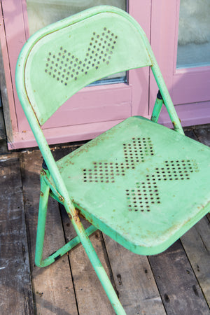 Antique french green metal chair