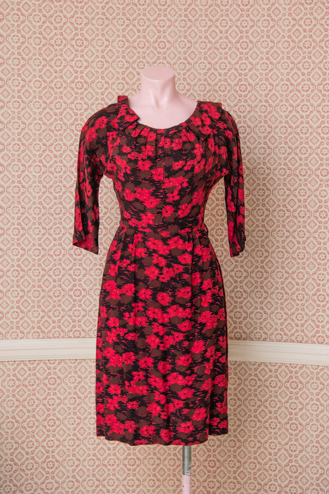 Vintage red floral dress