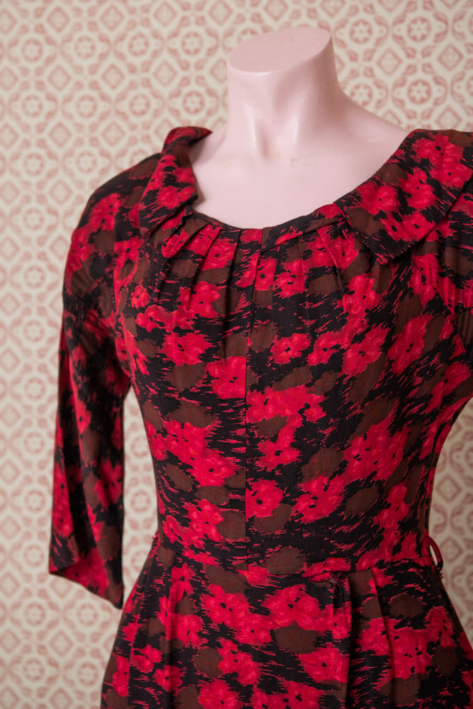 Vintage red floral dress
