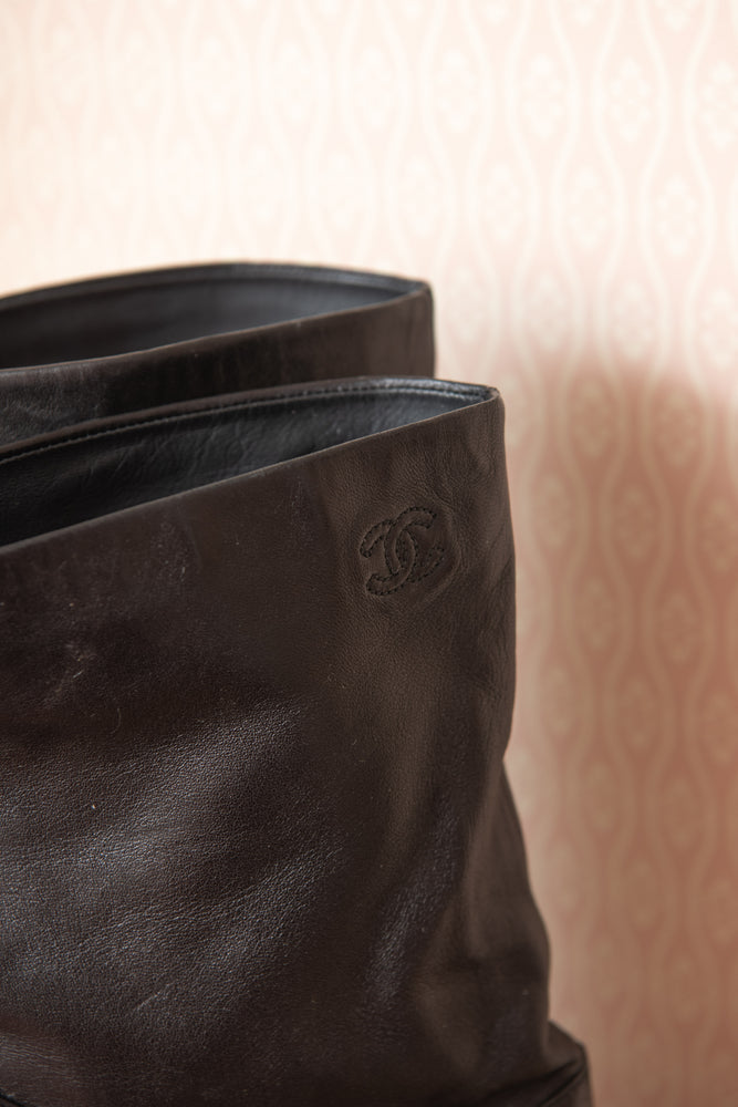 Chanel pearl on sale ankle boots