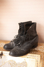 Vintage black lace up ankle boots