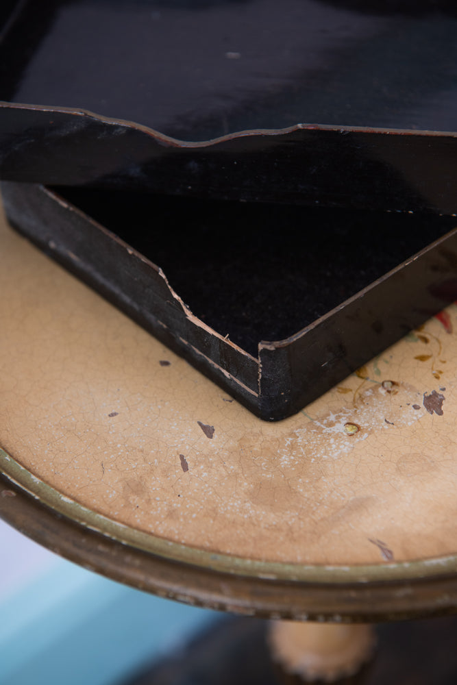 Antique box with painted birds