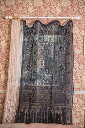 Black crochet lace curtain