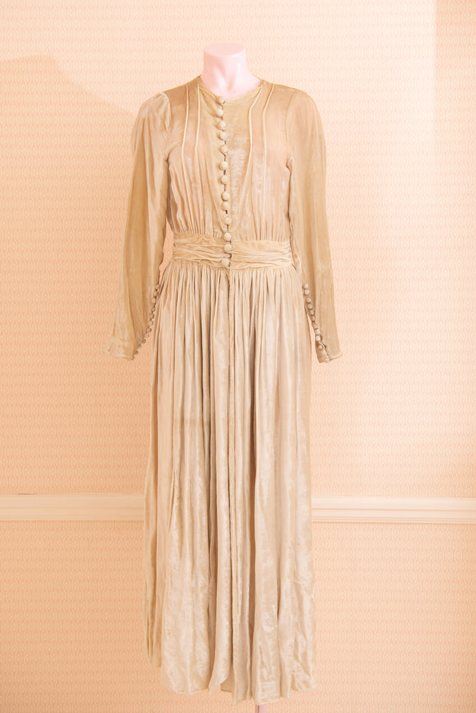 Antique Ivory velvet 20s/30s dress