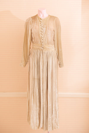 Antique Ivory velvet 20s/30s dress