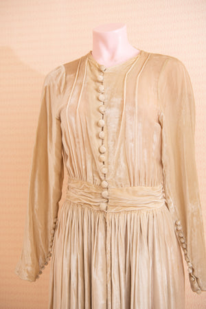 Antique Ivory velvet 20s/30s dress