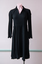 Vintage 40s black crepe knee length dress