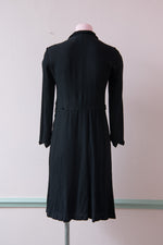 Vintage 40s black crepe knee length dress