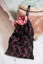 Large Pearl Lowe Black Lace Bag