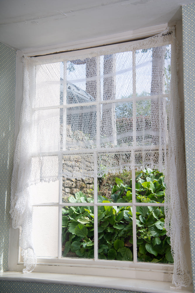 Antique french white crochet throw/ pelmet