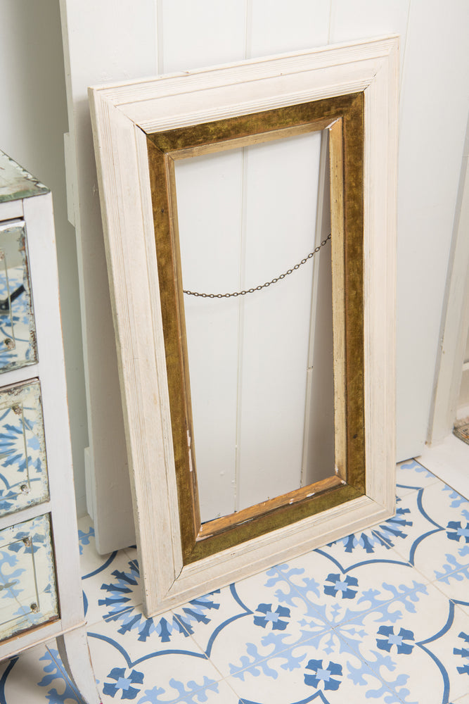 Antique velvet and wooden picture frame