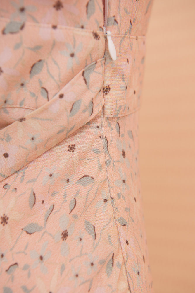 Vintage 1930s maxi crepe dress with ruffle sleeves