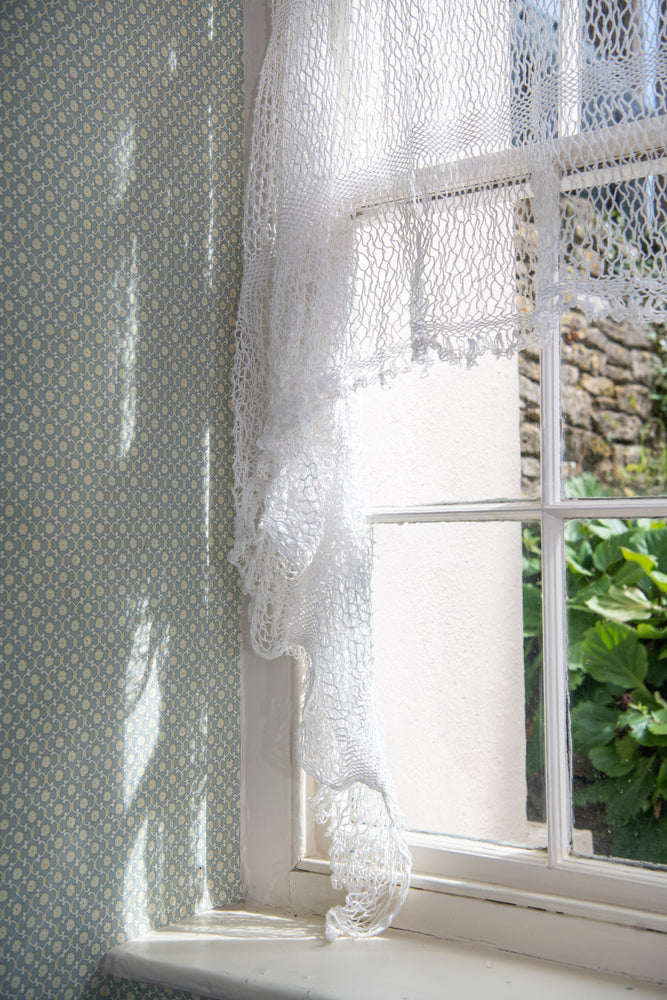 Antique french white crochet throw/ pelmet