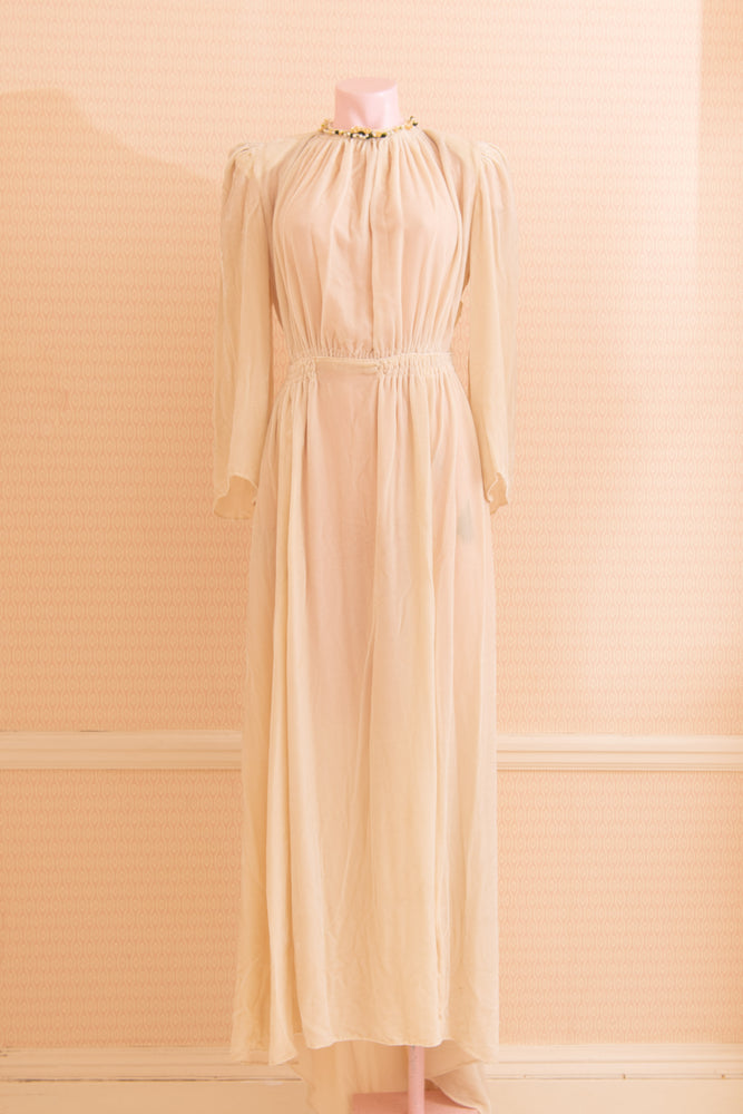 Vintage30s/40s Ivory velvet maxi wedding dress