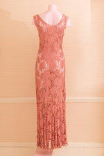 Antique pink lace 30s maxi dress