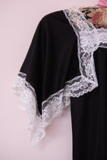 Vintage black lace top with lace trim