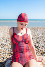 Pixie Brown and Red Swimming Hat