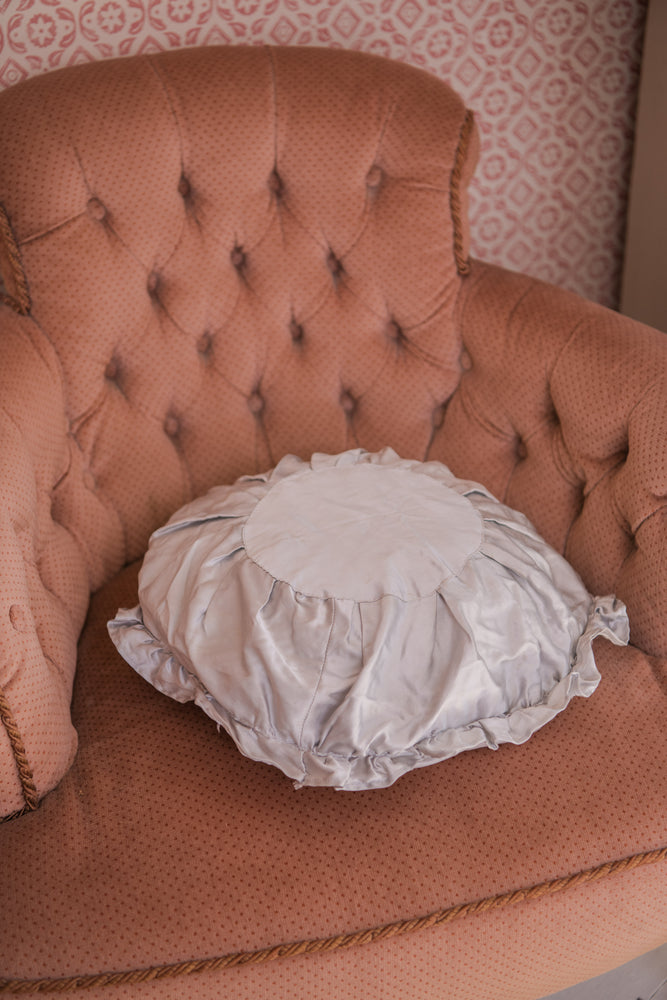 Grey silk round cushion cover
