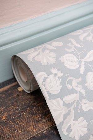 Antique Blue Floral Wallpaper rolls