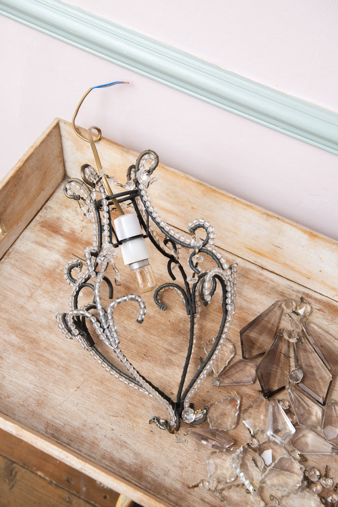 Pretty antique french rewired beaded chandelier