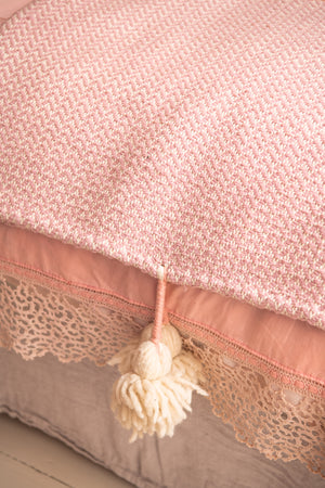 Vintage pink Moroccan throw with tassels