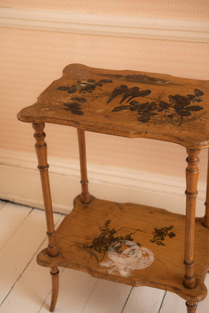 Antique floral and bird painted table