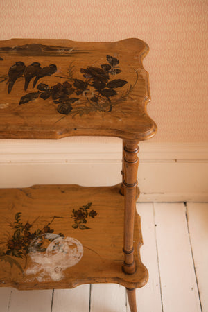 Antique floral and bird painted table