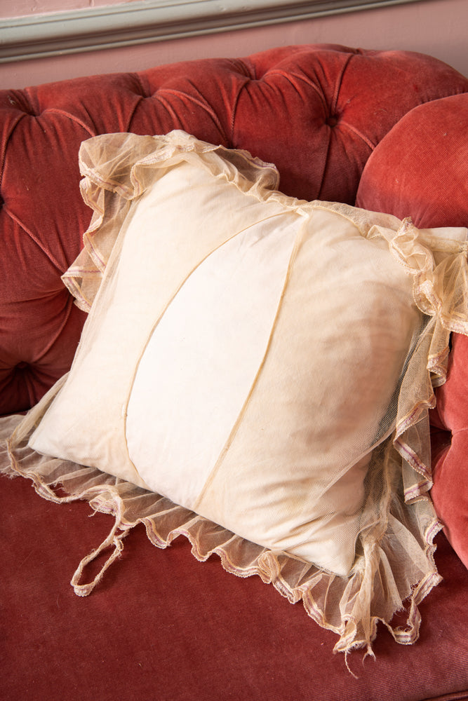 Antique Ivory Chantilly lace cushion