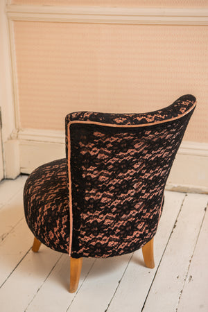 Antique Victorian. Lace covered tub chair