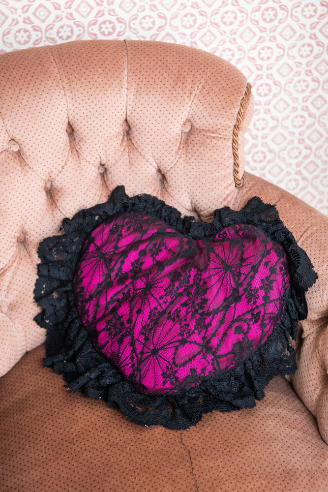 Black lace heart cushion sample