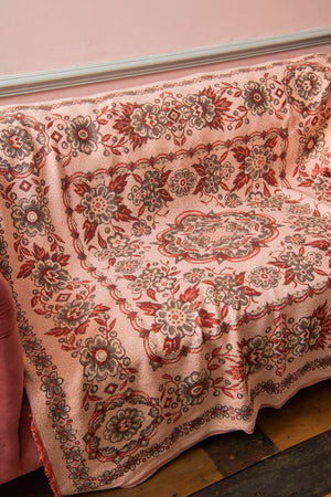 Vintage 30s pink floral throw