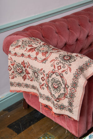 Vintage 30s pink floral throw
