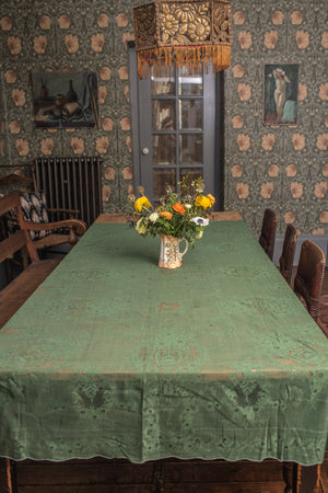 Cotton green lace tablecloth
