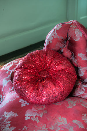 Trash Velvet x Pearl Lowe Red Sequin Round Cushion