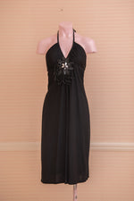 Black halter neck 70s dress