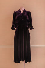 Purple velvet Joan midi dress