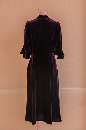 Purple velvet Joan midi dress